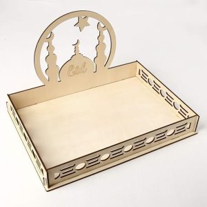 ARS® Ramadan Wood Tray Moon Wooden Star Tableware Eid Mubarak Party Serving Tableware for Breakfast Dinner Dessert Pastry Display Holder Decoration Ornament - Image 6