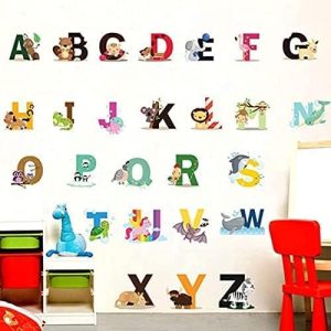 ARS® NNCV Alphabet Wall Decals, DIY Letter Theme Removable Animal ABC Educational Wall Stickers for Kids Nursery Room Decor - Image 5