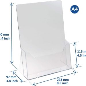 ARS® Leaflet & Brochure Holder | For A4 Size Literature Crystal Clear Acrylic Construction Booklet, Flyer Menu Display Dispenser Office, Restaurants Reception Portrait - Image 3