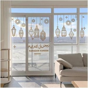 ARS® Islamic Muslim Wall Decor Stickers,Eid Mubarak Ramadan Glass Lantern Stickers Decals, Window Clings for Eid Ramadan Decorations, 90x30 cm - Image 7