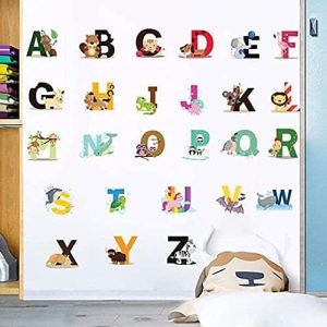 ARS® NNCV Alphabet Wall Decals, DIY Letter Theme Removable Animal ABC Educational Wall Stickers for Kids Nursery Room Decor - Image 7