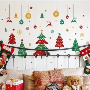 ARS® Christmas Tree Wall Decals Stickers,Removable Large Xmas Tree and Hanging Ornaments Wall Decor Art, New Year Home Office Nursery School Winter Holiday Decorations Supplies, 96x136x1.5 cm - Image 4