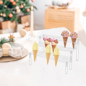 ARS® 15 Holes Cupcake Stand, AZONEE Ice Cream Cone Holder Stand with 3 Layers, Clear Acrylic & 1.26-inch Diameter for Parties and Displays - Image 5