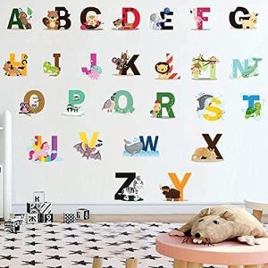 ARS® NNCV Alphabet Wall Decals, DIY Letter Theme Removable Animal ABC Educational Wall Stickers for Kids Nursery Room Decor - Image 6