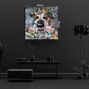 ARS® Dog Wall Decor for Teen Bedroom Decor - Graffiti Animal Canvas Wall Art for Teen Room Decor - Abstract Wall Painting Ready to Hang Size (60 x 60CM) - Image 3