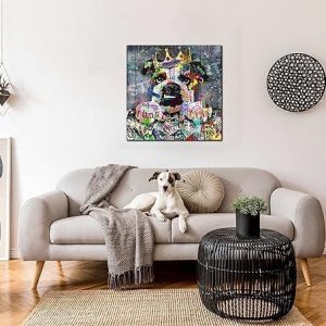 ARS® Dog Wall Decor for Teen Bedroom Decor - Graffiti Animal Canvas Wall Art for Teen Room Decor - Abstract Wall Painting Ready to Hang Size (60 x 60CM) - Image 5