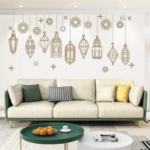 ARS® Islamic Muslim Wall Decor Stickers,Eid Mubarak Ramadan Glass Lantern Stickers Decals, Window Clings for Eid Ramadan Decorations, 90x30 cm - Image 6