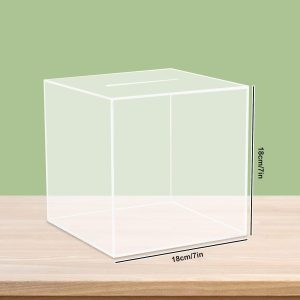 ARS® Clear Acrylic Piggy Bank for Adults, Unopenable Money Box, Kids' Money Banks Transparent Coins Saving Pot Cash Container Box Coin Jar 7'× 7''(Transparent) - Image 3