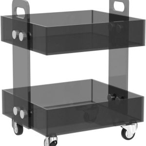 ARS® Clear Acrylic 2-Tier Storage Rolling Cart, Mobile Bar Cart with Wheels – Multi-Tier Transparent Organizer for Home, Kitchen, Office & Entertaining - Image 5