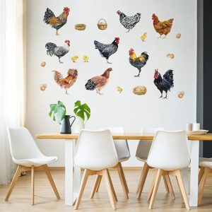 ARS® Farm Chicken Roosters Wall Decals Stickers, Farmhouse Dutch Bantam Rooster Cornish Hen Decorations Bedroom Art, Eggs Home Dining Room Kitchen Decor - Image 6