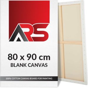 ARS® Blank Canvas 80 x 90 cm White - this premium-quality canvas 100% Cotton Artist Canvas Boards and Panels For Painting, Acrylic Pouring, Oil Paint Dry & Wet Art Media - Image 1