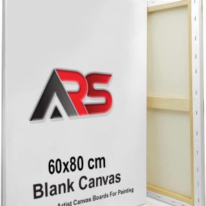 ARS® Blank Canvas 60Cm X 80 Cm White - 100% Cotton Artist Canvas Boards For Painting, Acrylic Pouring, Oil Paint Dry & Wet Art Media - Image 1