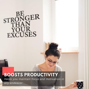 ARS® Be Stronger Than Your Excuses Wall Decal Inspirational Wall Decal Motivational Office Decor Quote Inspired Motivated Positive Wall Art Vinyl Gym Sticker School Classroom Decor - Image 3