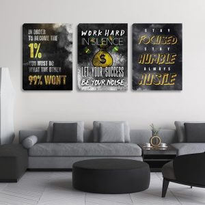 ARS® Motivational Canvas Wall Art Inspirational Entrepreneur Hustle Poster Prints Art Office Decor Work Hard Quotes Poster Pictures Framed Artwork Decor for Office Workplace Living Room(60''Wx 28''H) - Image 4