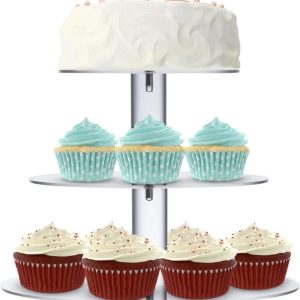 ARS® Acrylic Cupcake Stand, 3 Tiers Round Cupcake Stand Clear Dessert Tower Holder Display Tea Serving Platter Candy Bar Party Macaron Display Rack for Wedding, Party, Baby Shower, Clear - Image 4