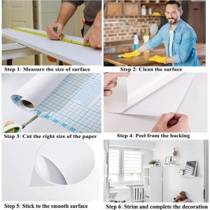 ARS® (300 x 60cm) Matte white Contact Paper Self-Adhesive Wallpaper Decorative Removable Wallpaper with PVC Waterproof Oil-proof for Kitchen Countertop Cabinet Furniture - Image 7