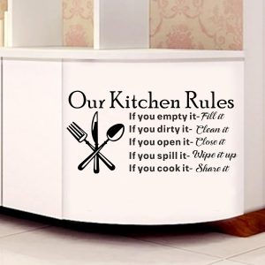 ARS® Our Kitchen Rules Wall Decal Vinyl Wall Stickers Removable Wall Decor Art DIY Knife Fork Spoon Quotes Sticker Mural for Dinner Room Livingroom Window Home Decoration Wallpaper - Image 5