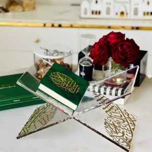 ARS® Acrylic Book Stand Acrylic Glass Holy Quran Stand | Transparent Rehal Stand with Arabic Golden Calligraphy | Modern Quran Holder | Elegant Design | Islamic Gift Gift for Ramadan, Eid, Birthdays - Image 6