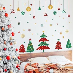 ARS® Christmas Tree Wall Decals Stickers,Removable Large Xmas Tree and Hanging Ornaments Wall Decor Art, New Year Home Office Nursery School Winter Holiday Decorations Supplies, 96x136x1.5 cm - Image 3