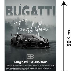 ARS® Bugatti car Canvas Wall Art for Decoration Frame easy to hang, 90x60cm, 1Pcs - Image 3