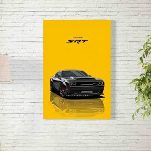ARS® Dodge Challenger SRT Canvas Wall Art for Decoration Frame easy to hang, 90x60cm, 1Pcs - Image 1