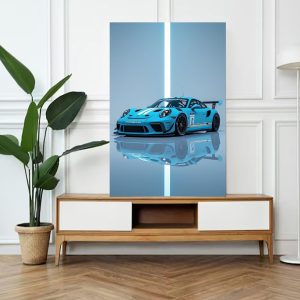 ARS® Porsche 911 GT3 car Canvas Wall Art for Decoration Frame easy to hang, 90x60cm, 1Pcs - Image 1