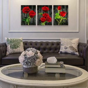 ARS® Canvas Wall Art For Bedroom Family Decor Living Room Modern Decorations Bathroom Dormitory Painting Kitchen Red Roses Pictures Artwork Home Decoration 3 Pieces - Image 7