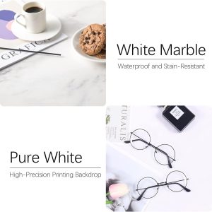 ARS® 2 Marble 24x24in Photography Backdrop Boards with 2 PCS Bracket for Flat Lay or Food Photography Background Marble and White Backdrop Photo Table Backdrop - Image 4