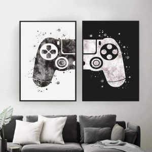 ARS® Canvas Framed Gaming Room Wall Art, Black/White-60x40 cm - Image 4