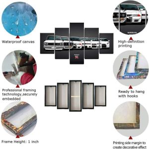 ARS® Canvas Painting HD Print Modular Artwork Modern 5 Pieces Nissa Skyline Gtr Car Pictures Home Decorative Wall Art Unique Poster - Image 5