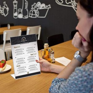 ARS® Table Stands, Pack of 1 pcs, L Stand, DIN A6 High, Crystal Clear Polystyrene 1.5 mm, Menu & Brochure Stands for Restaurants, Hotels, Conference & Reception - Image 7