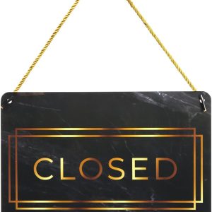 ARS® Double Sided Open and Closed Sign for Businesses, Marble Print -22x29 cm Hanging Sign for Coffee Bar Shop Door Window (2 Pack) - Image 6