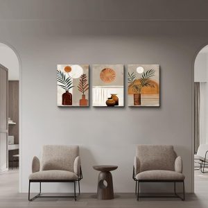 ARS® Boho Wall Art Prints Wall Decor for Bedroom Canvas Wall Art for Living Room Office Decorations Paintings Abstract Wall Pictures Artwork Modern Minimalist Home Decor 3 Piece Ready To Hang - Image 4
