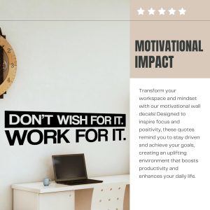 ARS® Don't Wish for it Work for it | Motivational Large Gym Wall Decal Quote for Home Gym Yoga Exercise Fitness Workout Fitness Motivational Wall Art Decor Vinyl Removable Sticker 37x10 In - Image 3