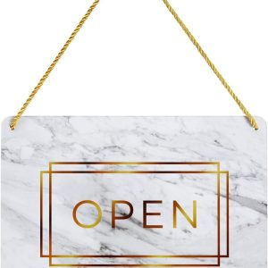 ARS® Double Sided Open and Closed Sign for Businesses, Marble Print -22x29 cm Hanging Sign for Coffee Bar Shop Door Window (2 Pack) - Image 5