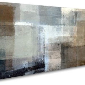 ARS® Canvas Prints Abstract Wall Art Print Paintings Grey and Brown Stretched Canvas Wooden Framed for living Room Bedroom and Office Home Decor Artwork XLarge 24x45inch - Image 1