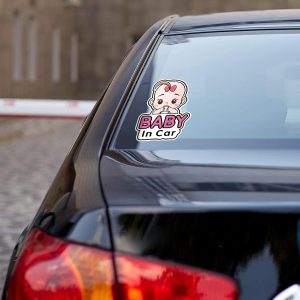 ARS® Baby in Car Stickers, 5PCS 19x14cm Stickers for Car, Funny on Board Car Sticker with Character, Removable Baby Safety Warning Sticker for Car Door Rear Bumper Window (Pink) - Image 7