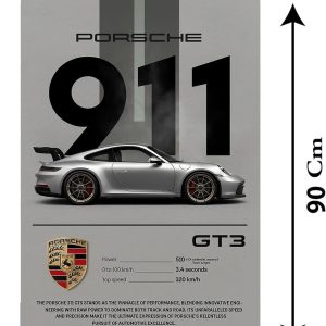 ARS® Porsche 911 GT3 car Canvas Wall Art for Decoration Frame easy to hang, 90x60cm, 1Pcs - Image 3