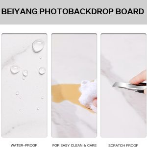 ARS® 2 Marble 24x24in Photography Backdrop Boards with 2 PCS Bracket for Flat Lay or Food Photography Background Marble and White Backdrop Photo Table Backdrop - Image 5