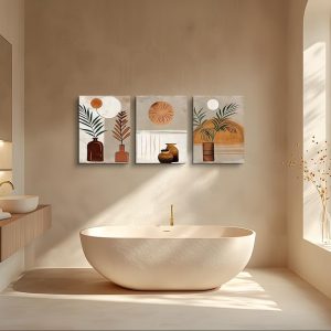 ARS® Boho Wall Art Prints Wall Decor for Bedroom Canvas Wall Art for Living Room Office Decorations Paintings Abstract Wall Pictures Artwork Modern Minimalist Home Decor 3 Piece Ready To Hang - Image 3