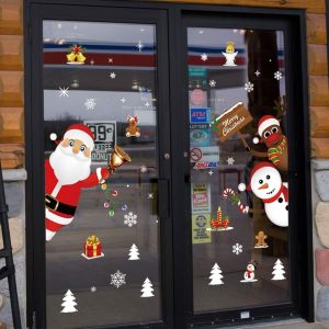 ARS® Christmas Window Cling Decals, Christmas Wall Decorations Winter Holiday Xmas Stickers, Celebration Ornament Snowflake Santa Snowman Door Mural for Showcase Winter Party Decorations Art Décor - Image 5