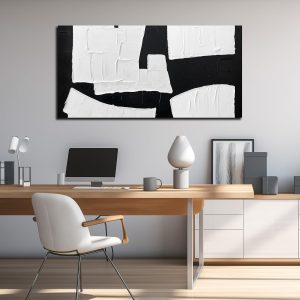 ARS® Black and White Pictures for Wall Abstract Art Wall Decor for Living Room Minimalist Printed Canvas Wall Art Office Apartment Decoration Size 24 x 48 Inch - Image 4
