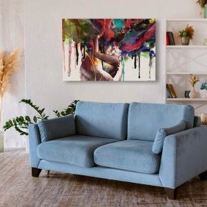 ARS® Colorful Abstract Pop Art Women and Men Banksy Graffiti Paintings Wall Art Canvas Prints Posters Couple Huging Wall Decor Pictures For Living Room Home Office Decor Framed (110x130cm) - Image 4