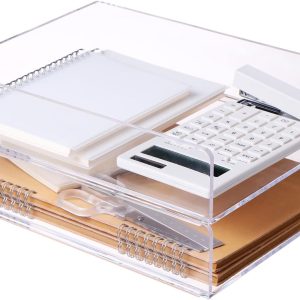 ARS® Letter Tray, Clear Acrylic Paper Tray, Stackable Desk File Organizer, Office Organization and Accessories-Split Type Can be Pulled Out,Transparent,2 Trays Vertical(2 Pack),TPAN2CV - Image 8