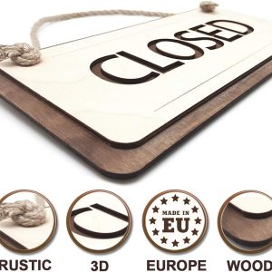 ARS® Wooden Open Closed Sign 12х6 Inch - Rustic Open and Closed Sign for Business - Business Open Sign with Rope - Image 8
