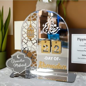 ARS® Ramadan Decorations Acrylic Advent Countdown Calendar, Eid Ramadan Table Decorations for Home and Office Party, 30-Day DIY Gifts (Silver) - Image 3