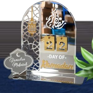 ARS® Ramadan Decorations Acrylic Advent Countdown Calendar, Eid Ramadan Table Decorations for Home and Office Party, 30-Day DIY Gifts (Silver) - Image 4