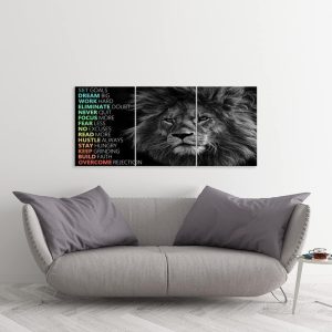 ARS® Inspirational Office Decor Wall Art Motivational Canvas Wall Art Lion Posters Entrepreneur Quote Wall Paintings Picture 3 Pieces Artwork for Home Bedroom Decor Framed Ready to hang 36''Wx 16'' - Image 2