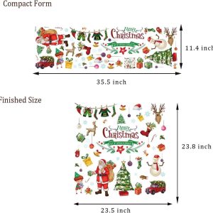 ARS® Merry Christmas Wall Decals Quotes Wall Stickers Christmas Tree Wall Decal Vinyl Wall Art Wall Decor Removable for Christmas Party Window Playroom Bedroom Classroom Living Room Home Decorations - Image 3