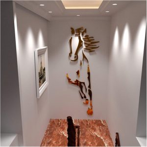 ARS® Wall Horses Acrylic Wall Decal Space Decoration Restaurant Background Art Living Room Bathroom Room Decor Mirror Wall Decal (Black 100cm 36cm) - Image 5